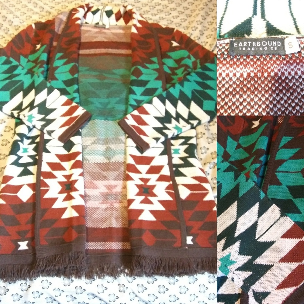 EarthBound Aztec Print Cardigan S Loose